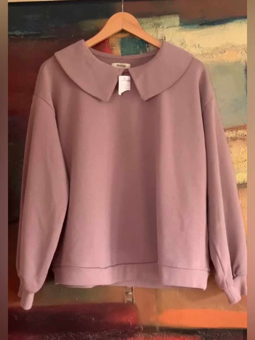 NWT Madewell (Re)sourced Cotton Collared Sweatshirt – Mauve, Sz S (oversized)